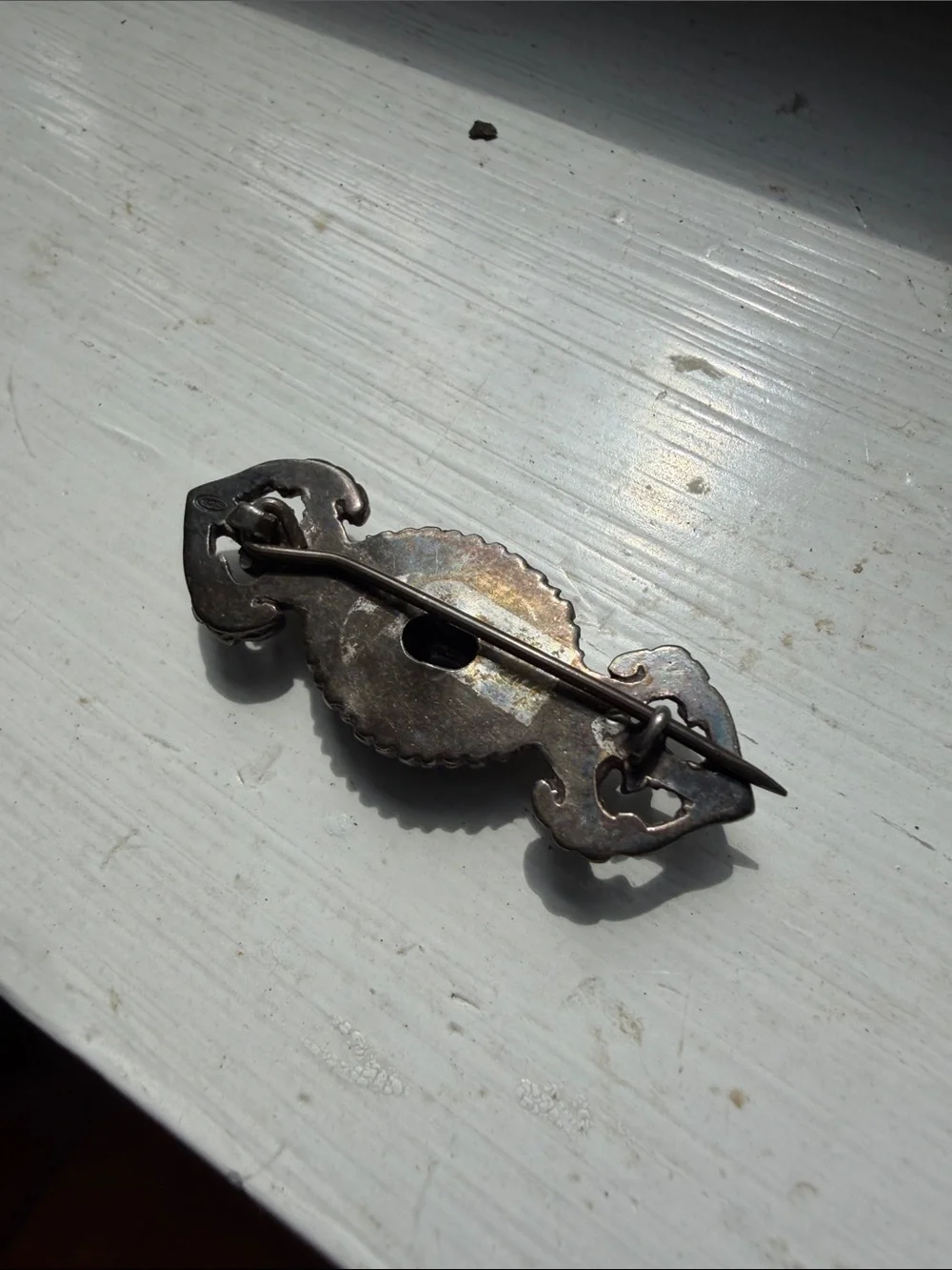 Vintage silver and garnet brooch
